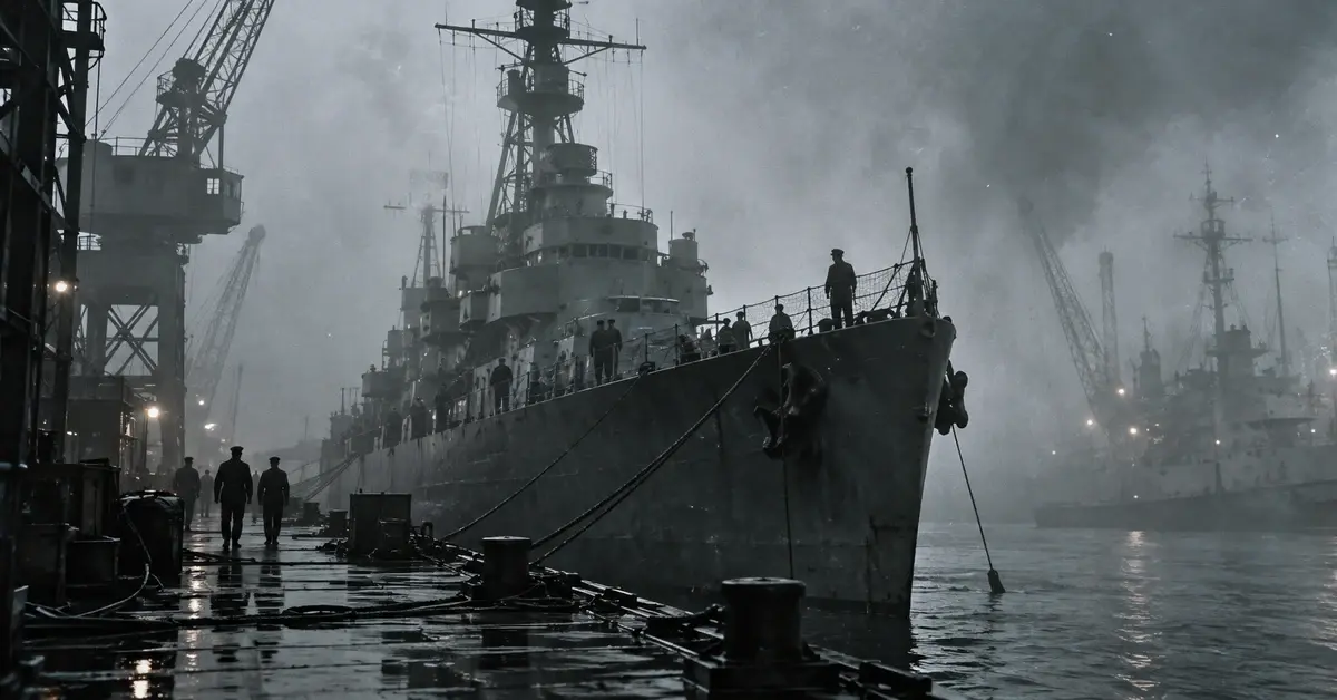 The warship Eldridge in the fog of the Philadelphia Experiment