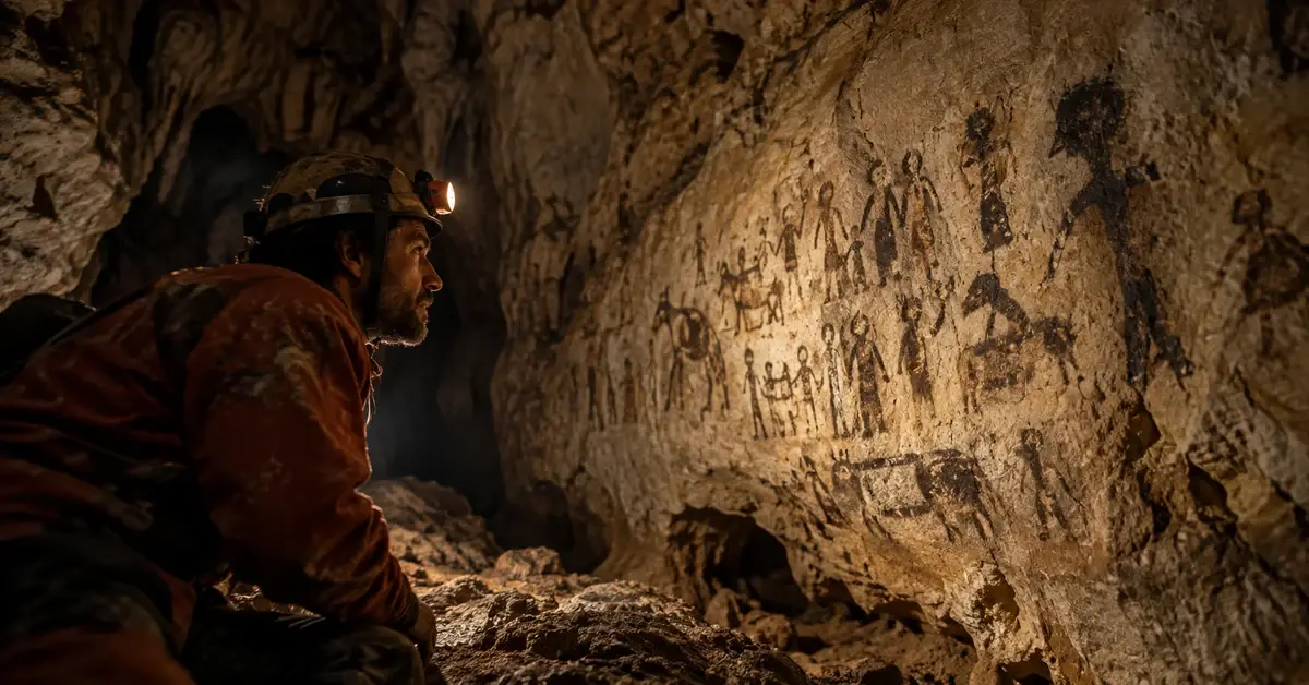 Las antiguas pinturas rupestres en las paredes de la cueva de Magura