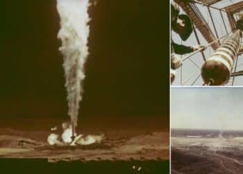 INCREDIBLE video footage has resurfaced this of the Soviet Union detonating an underground nuclear charge to extinguish a fire that raged out of control for three years in a natural gas field. The stunning video shows the huge flame burning bright as the unlimited gas supply fuels it continuously at the Urta-Bulak gas well in Uzbekistan. Workers try to douse the flames with powerful hoses to no avail before the area is cleared and a large nuclear bomb is deposited underground and detonated to cut off the source of the gas. SPL / mediadrumworld.com