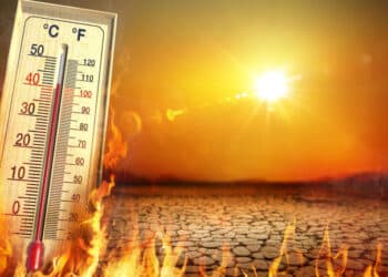 Heat Temperature - Thermometer, Warm Sun And Dry Soil - Extreme Climate - contain 3d Rendering